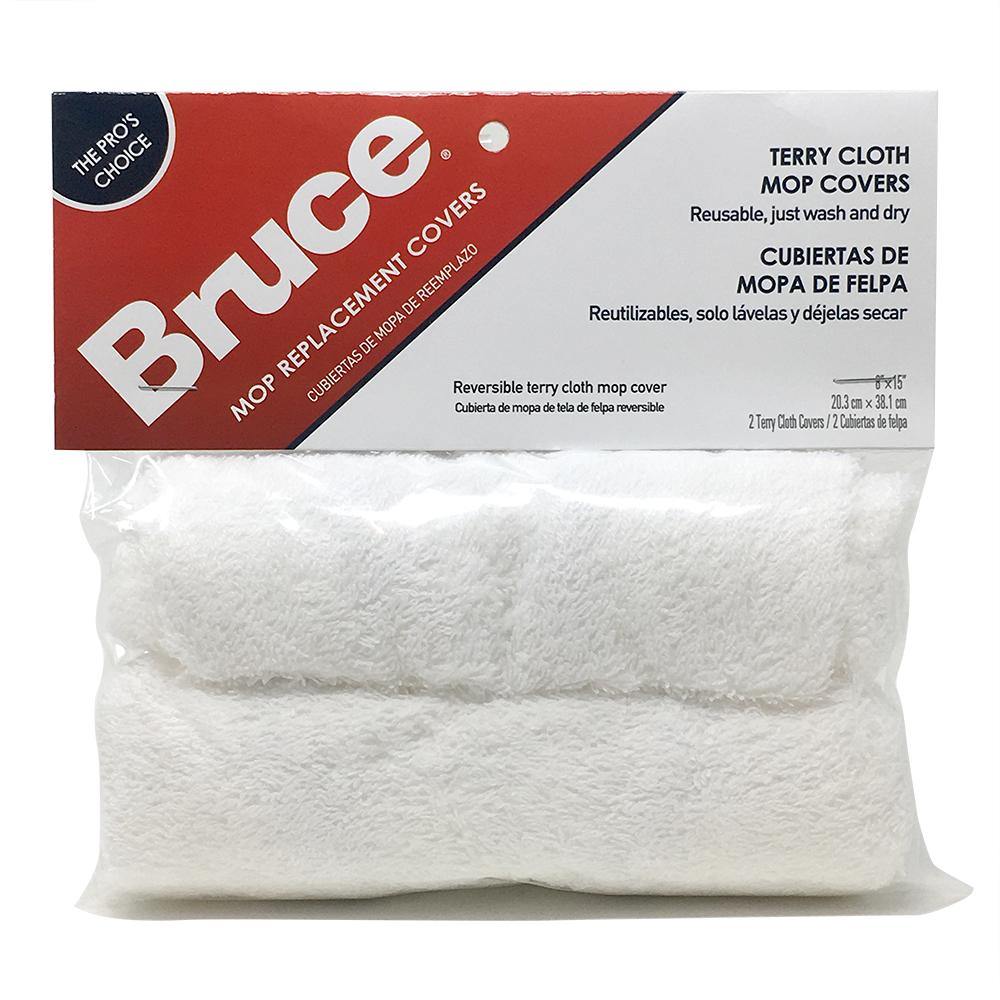 Bruce 2 Reusable Replacement Terry Cloth Mop Covers for Mop Head Size 8 x  15 – Carpets & More Direct