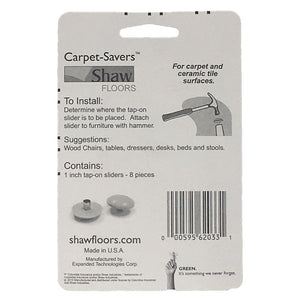 Shaw 1" Gray Furniture Slider Tap-on Floor Saver Pads 8 Units