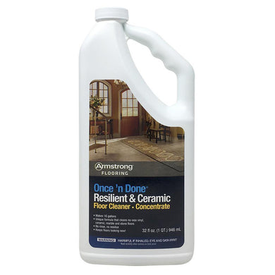 Armstrong Once'n Done Resilient & Ceramic Floor Cleaner Concentrate 32oz No-Rinse No-Wax New Package