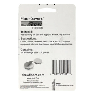 Shaw 3/4" Beige Peel Back Floor Saver Pads 24 Units