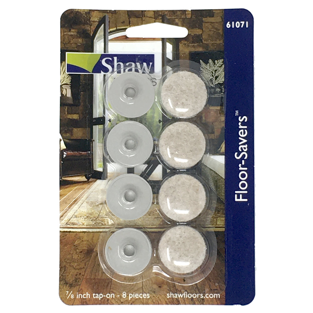 Shaw Tap-on Slider Felt Chair Pads 8 Pack of 7/8