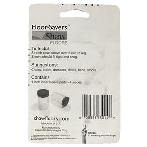 Shaw 1" Clear/Brown Sleeve Over Furniture Leg Floor Savers 4 Units