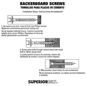 SuperiorBilt Backerboard Phillips Screws 1-1/4" For Underlayment and Cement Backboard (200 pcs)
