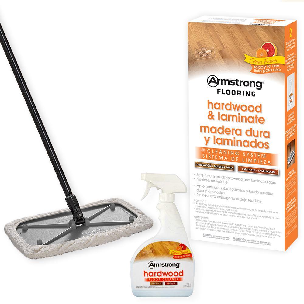 Armstrong Hardwood and Laminate Cleaning System With Spray Cleaner, Mop and Cloth Mop Cover Kit