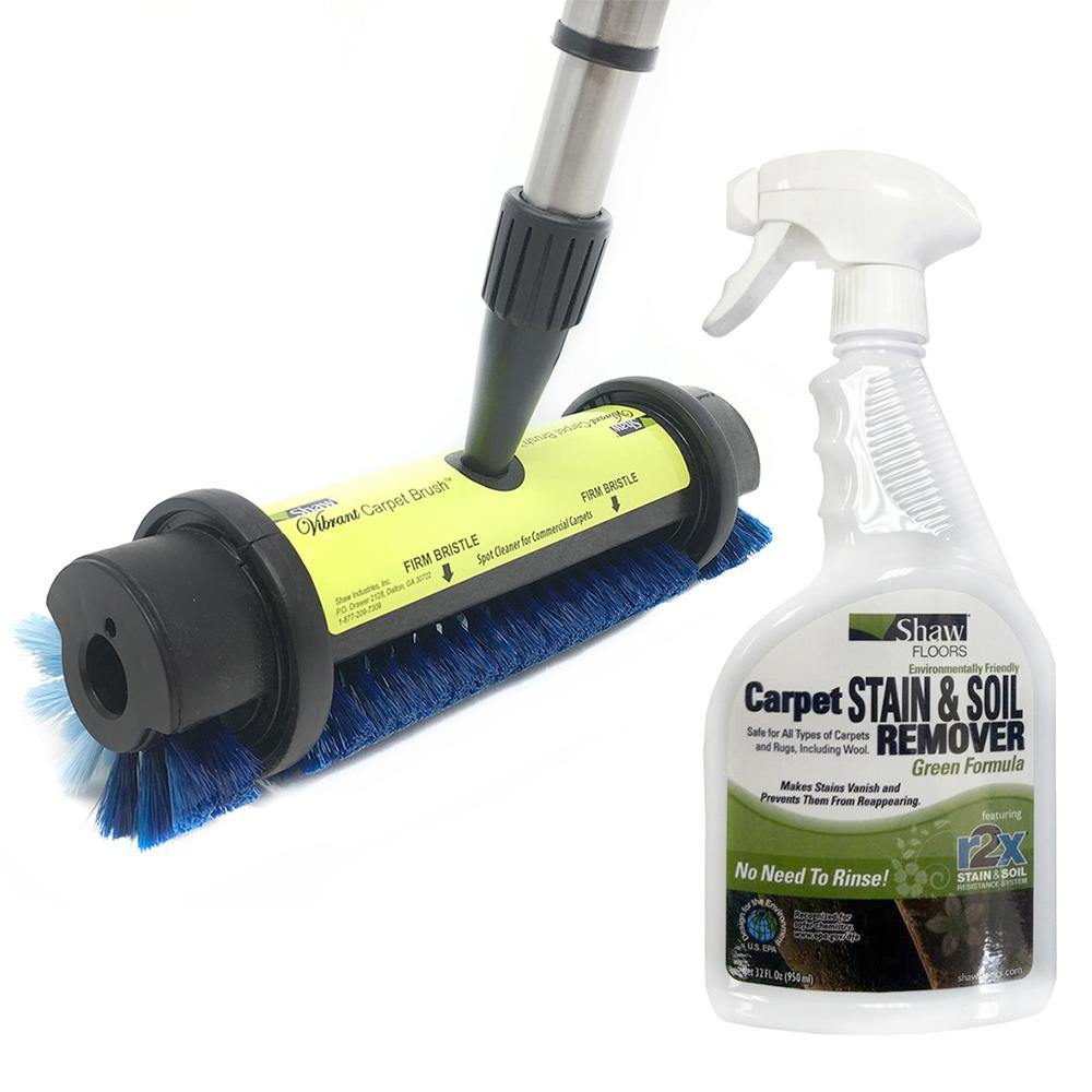Shaw Floors Vibrant Carpet Brush With Carpet Stain and Soil Remover Cleaner Green Formula Spray Kit