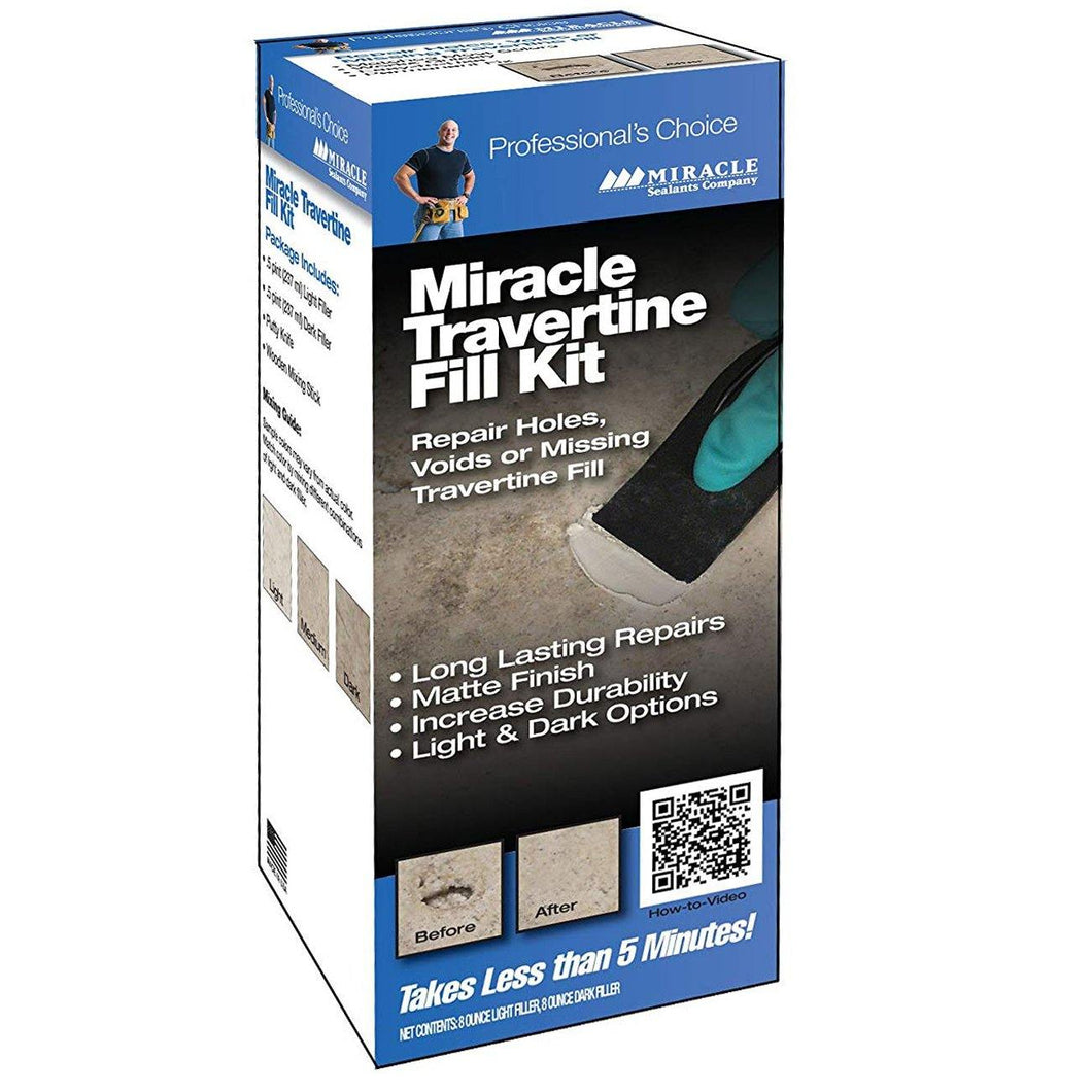 Miracle Sealants Miracle Travertine Fill Kit Repair Light & Dark Custom Colors 8oz